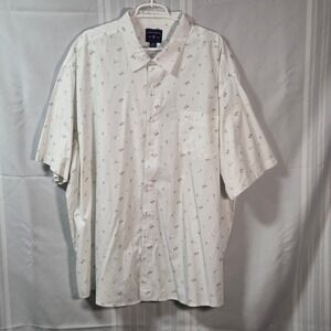 Saddlebred Shirt Mens 4X White Palm Tree Big & Tall Short Sleeve Button Up